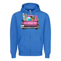 True Royal summer pink truck beach Zipper Hoodie - texasbilliewilder