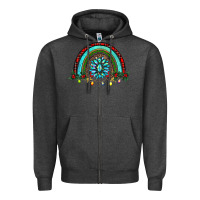 Charcoal Heather gemstone christmas rainbow Zipper Hoodie - RanaPortraitStore