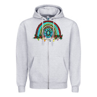 Heather Grey gemstone christmas rainbow Zipper Hoodie - RanaPortraitStore