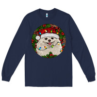 Navy Christmas pomeranian Long Sleeve Tee - RanaPortraitStore