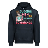 Navy judging men by the standards of my book boyfriends Urban Hoodie - MaliasSmallBusiness