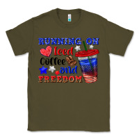 Army Green running on iced coffe and freedom Classic Tee - texasbilliewilder