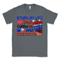Charcoal Heather running on iced coffe and freedom Classic Tee - texasbilliewilder