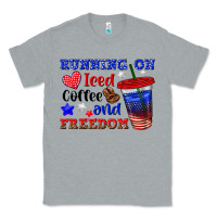 Heather Grey running on iced coffe and freedom Classic Tee - texasbilliewilder