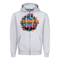 Heather Grey summer nights Zipper Hoodie - texasbilliewilder