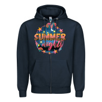 Navy summer nights Zipper Hoodie - texasbilliewilder