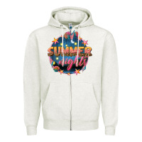 Oatmeal Heather summer nights Zipper Hoodie - texasbilliewilder