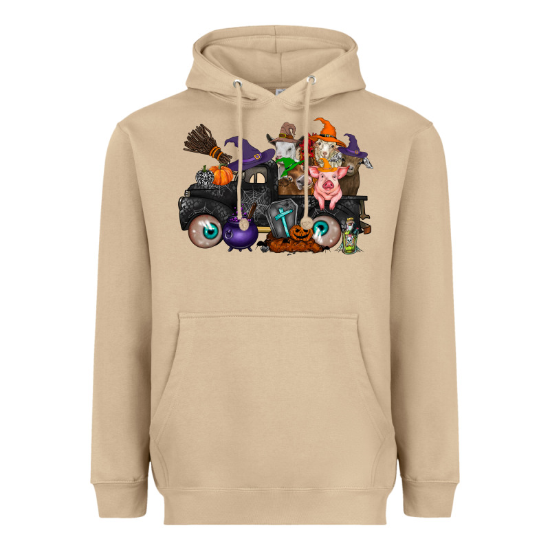 Halloween Farm Animals Truck Heavyweight Hoodie by RacoonDesign | Teevron