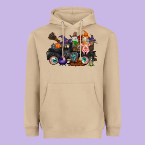 Halloween Farm Animals Truck Heavyweight Hoodie Designed By Racoondesign