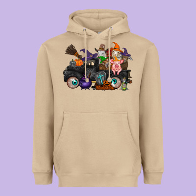Halloween Farm Animals Truck Heavyweight Hoodie Designed By Racoondesign