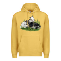 Antique Gold two baby nigerian dwarf goat Premium Hoodie - LillyAllenDesigns