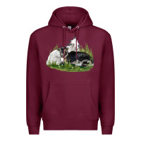 Burgundy two baby nigerian dwarf goat Premium Hoodie - LillyAllenDesigns
