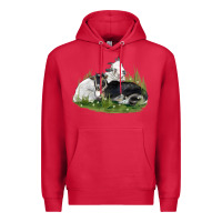 Cardinal two baby nigerian dwarf goat Premium Hoodie - LillyAllenDesigns