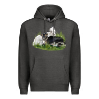 Charcoal Heather two baby nigerian dwarf goat Premium Hoodie - LillyAllenDesigns