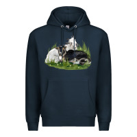 Navy two baby nigerian dwarf goat Premium Hoodie - LillyAllenDesigns