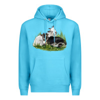 Ocean Blue two baby nigerian dwarf goat Premium Hoodie - LillyAllenDesigns