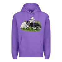 Purple two baby nigerian dwarf goat Premium Hoodie - LillyAllenDesigns