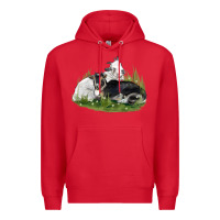 Red two baby nigerian dwarf goat Premium Hoodie - LillyAllenDesigns