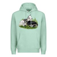 Seafoam two baby nigerian dwarf goat Premium Hoodie - LillyAllenDesigns