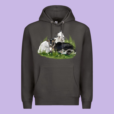 Two Baby Nigerian Dwarf Goat Premium Hoodie Designed By Lillyallendesigns