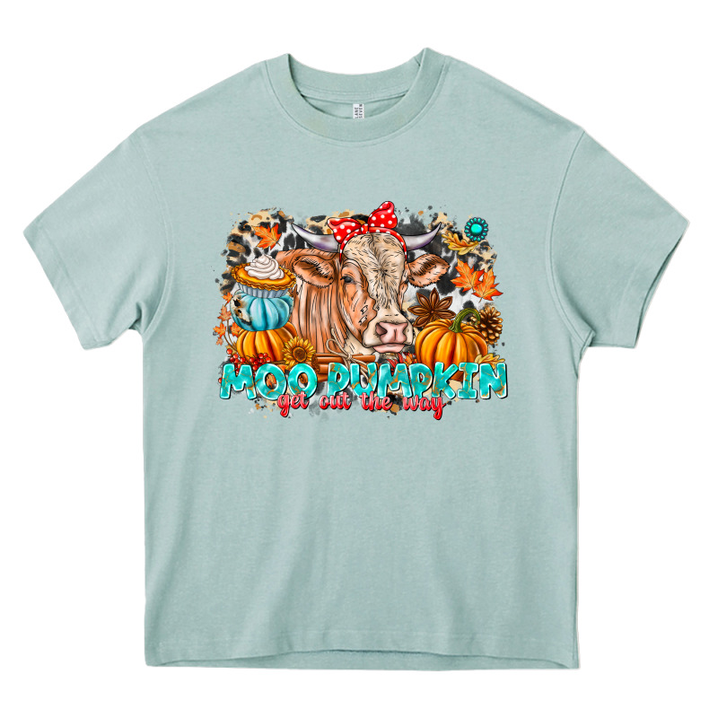 Moo Pumpkin Get Out The Way Heavy Core Tee by CowhideDigitalArt | Teevron