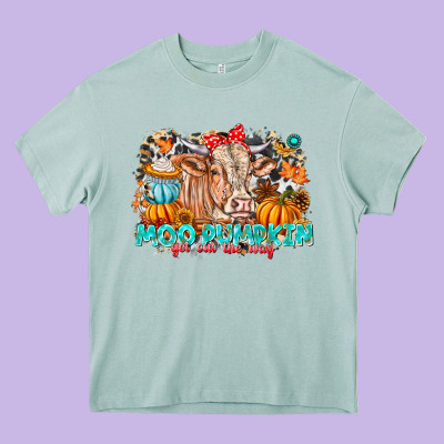 Moo Pumpkin Get Out The Way Heavy Core Tee Designed By Cowhidedigitalart