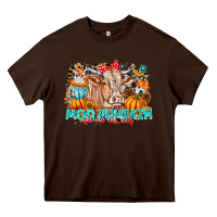 Chocolate Brown Moo Pumpkin Get Out The Way Heavy Core Tee - CowhideDigitalArt