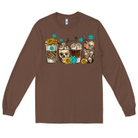 Chestnut coffee cups bull skull with gemstones Long Sleeve Tee - texasbilliewilder