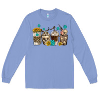 Colony Blue coffee cups bull skull with gemstones Long Sleeve Tee - texasbilliewilder