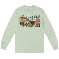 Matcha coffee cups bull skull with gemstones Long Sleeve Tee - texasbilliewilder
