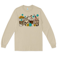 Mushroom coffee cups bull skull with gemstones Long Sleeve Tee - texasbilliewilder