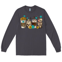 Smoke coffee cups bull skull with gemstones Long Sleeve Tee - texasbilliewilder
