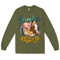 Army Green chicken pig horse farm life Long Sleeve Tee - texasbilliewilder