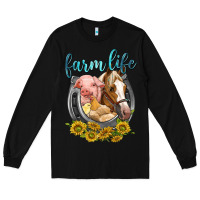 Black chicken pig horse farm life Long Sleeve Tee - texasbilliewilder