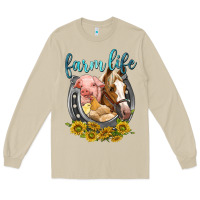 Mushroom chicken pig horse farm life Long Sleeve Tee - texasbilliewilder
