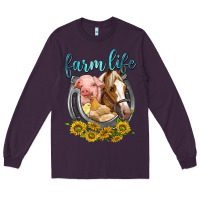 Plum chicken pig horse farm life Long Sleeve Tee - texasbilliewilder