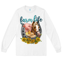 White chicken pig horse farm life Long Sleeve Tee - texasbilliewilder