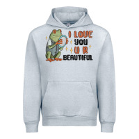 Heather Grey i love you u r beautiful frog Urban Hoodie - MaliasSmallBusiness