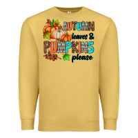 Antique Gold autumn leaves pumpkin please Premium Sweatshirt - AdoDesignShop