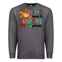 Charcoal Heather autumn leaves pumpkin please Premium Sweatshirt - AdoDesignShop