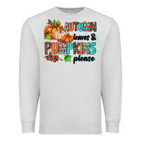 Dove Grey autumn leaves pumpkin please Premium Sweatshirt - AdoDesignShop