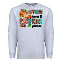Heather Grey autumn leaves pumpkin please Premium Sweatshirt - AdoDesignShop