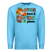 Ocean Blue autumn leaves pumpkin please Premium Sweatshirt - AdoDesignShop