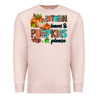 Pale Pink autumn leaves pumpkin please Premium Sweatshirt - AdoDesignShop