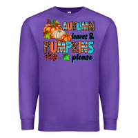 Purple autumn leaves pumpkin please Premium Sweatshirt - AdoDesignShop
