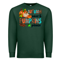 Sports Green autumn leaves pumpkin please Premium Sweatshirt - AdoDesignShop