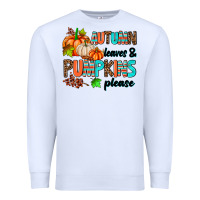 White autumn leaves pumpkin please Premium Sweatshirt - AdoDesignShop