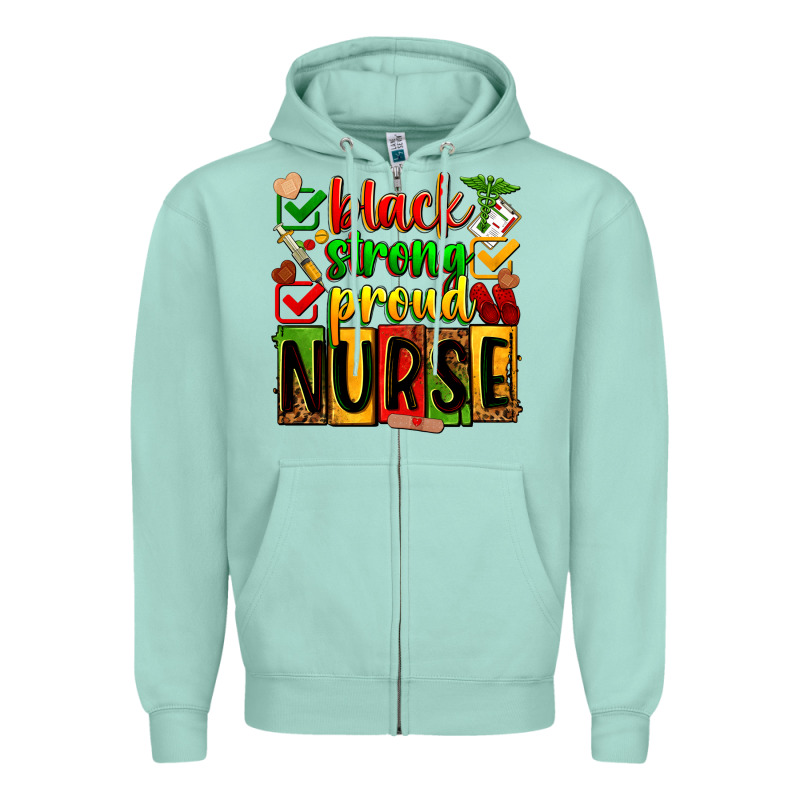 Black Strong Proud Nurse Zipper Hoodie by Zillion Design Studio | Teevron