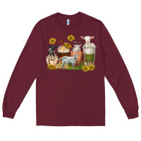 Burgundy coffee cups goats Long Sleeve Tee - texasbilliewilder