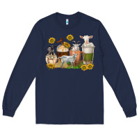 Navy coffee cups goats Long Sleeve Tee - texasbilliewilder